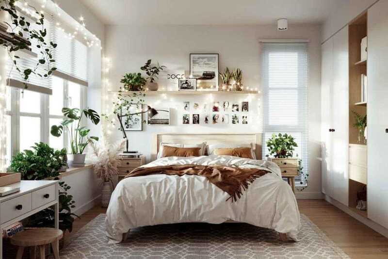 Cottagecore aesthetic bedroom with natural light
