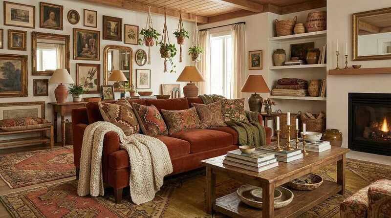 Cozy Maximalist Living Room on a Budget