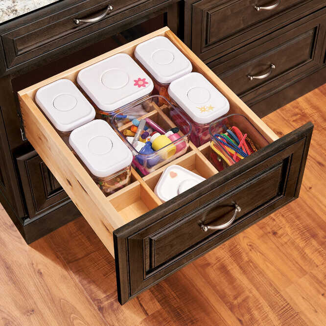 Organized kitchen drawer with dividers