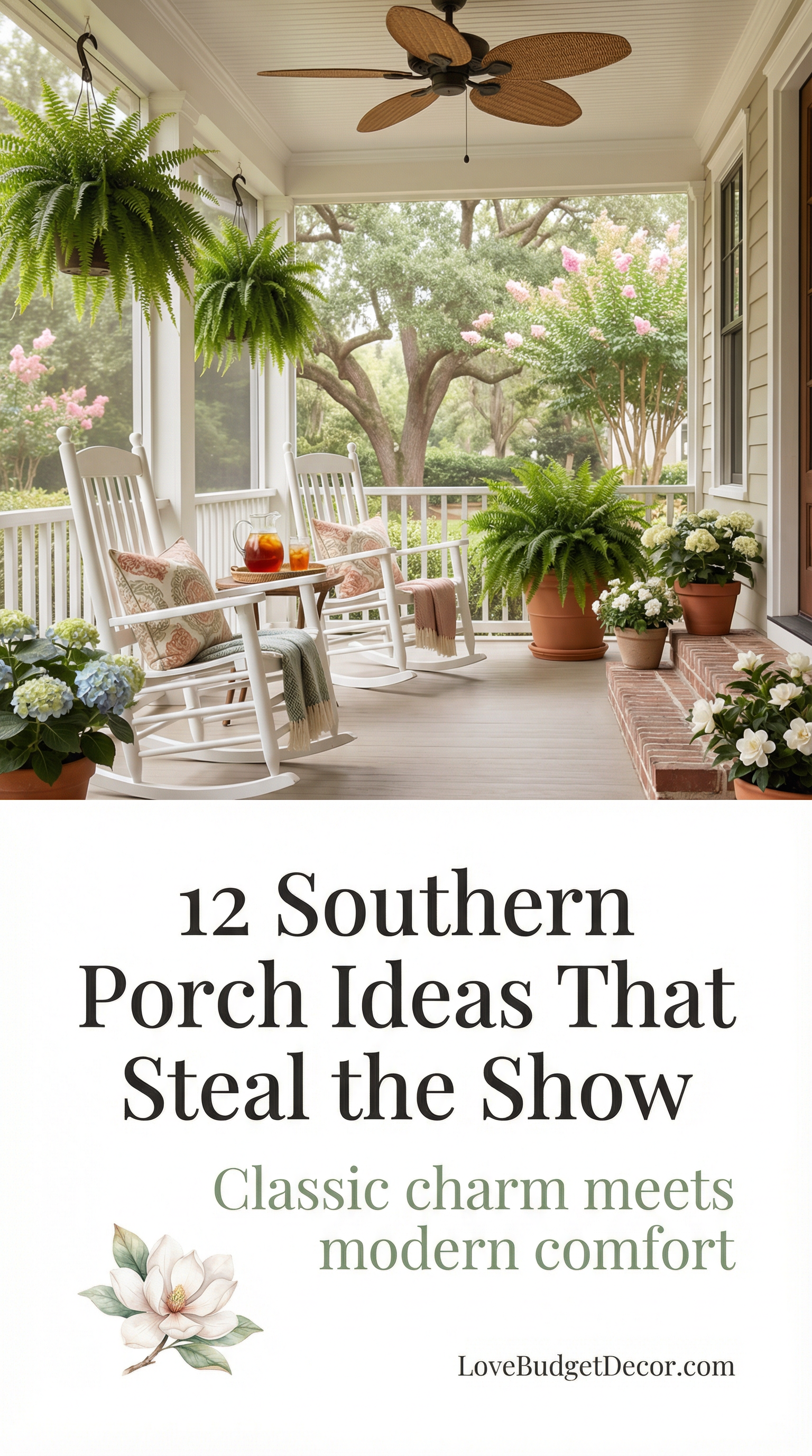 12 Southern Porch Ideas That Steal the Show - Pinterest Pin